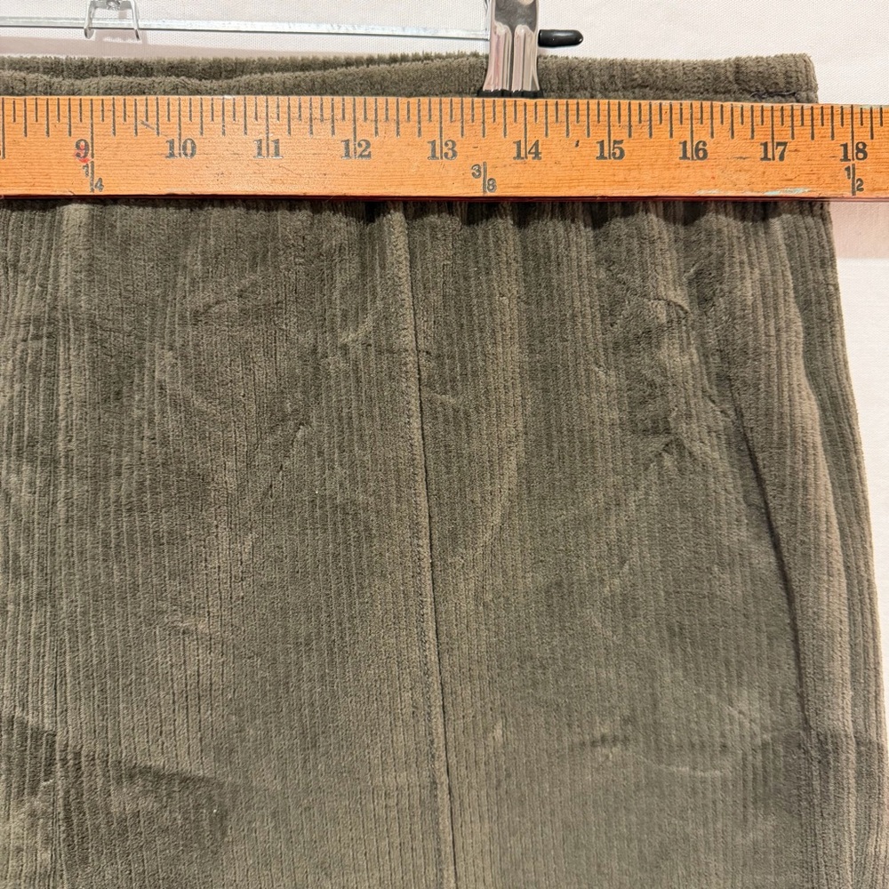 Aerie Groove-On High Waisted Velour Pants Ribbed Flare Pull On Olive Daze XLarge - Picture 7 of 7
